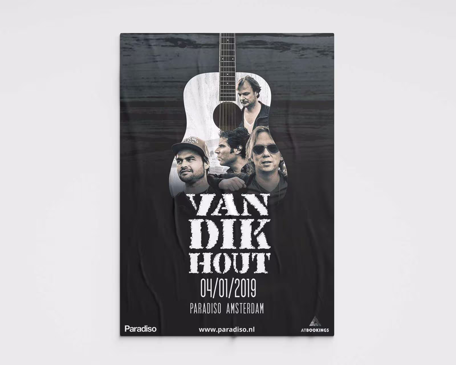 een poster voor de band Van Dik Hout gemaakt door Mathijs Verstegen