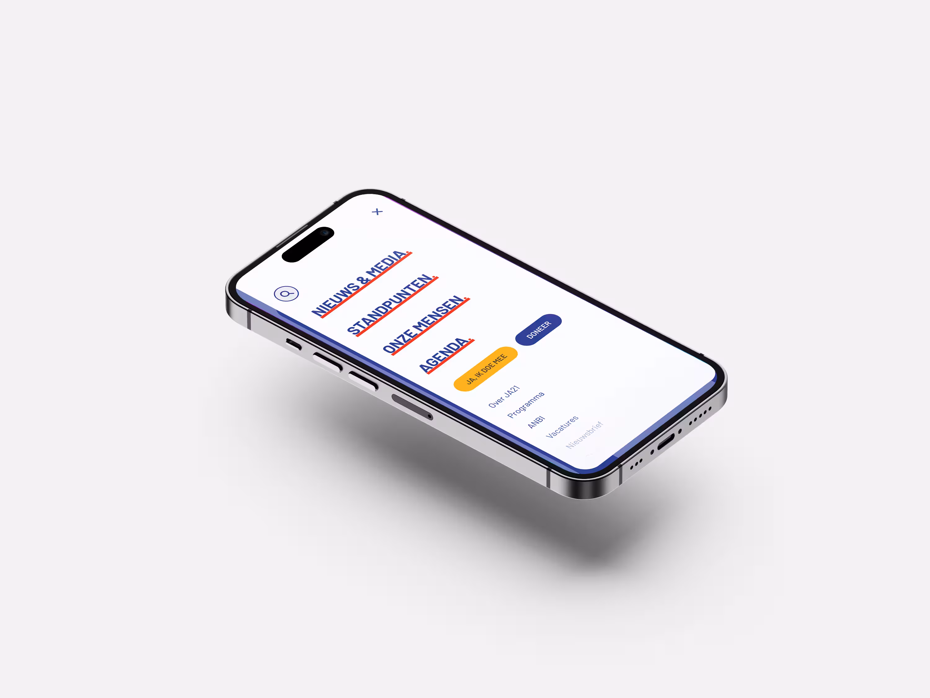 een mockup van de mobiele website van JA21