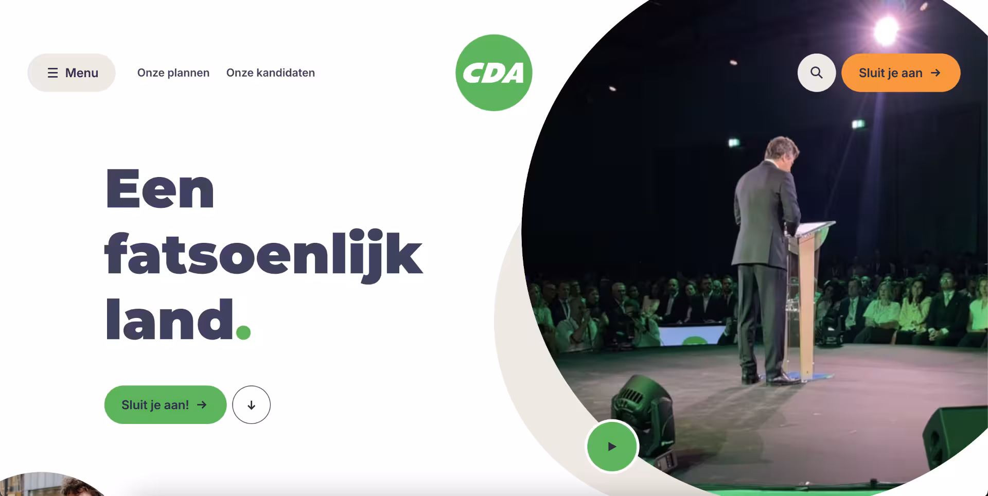 de homepage van CDA.nl