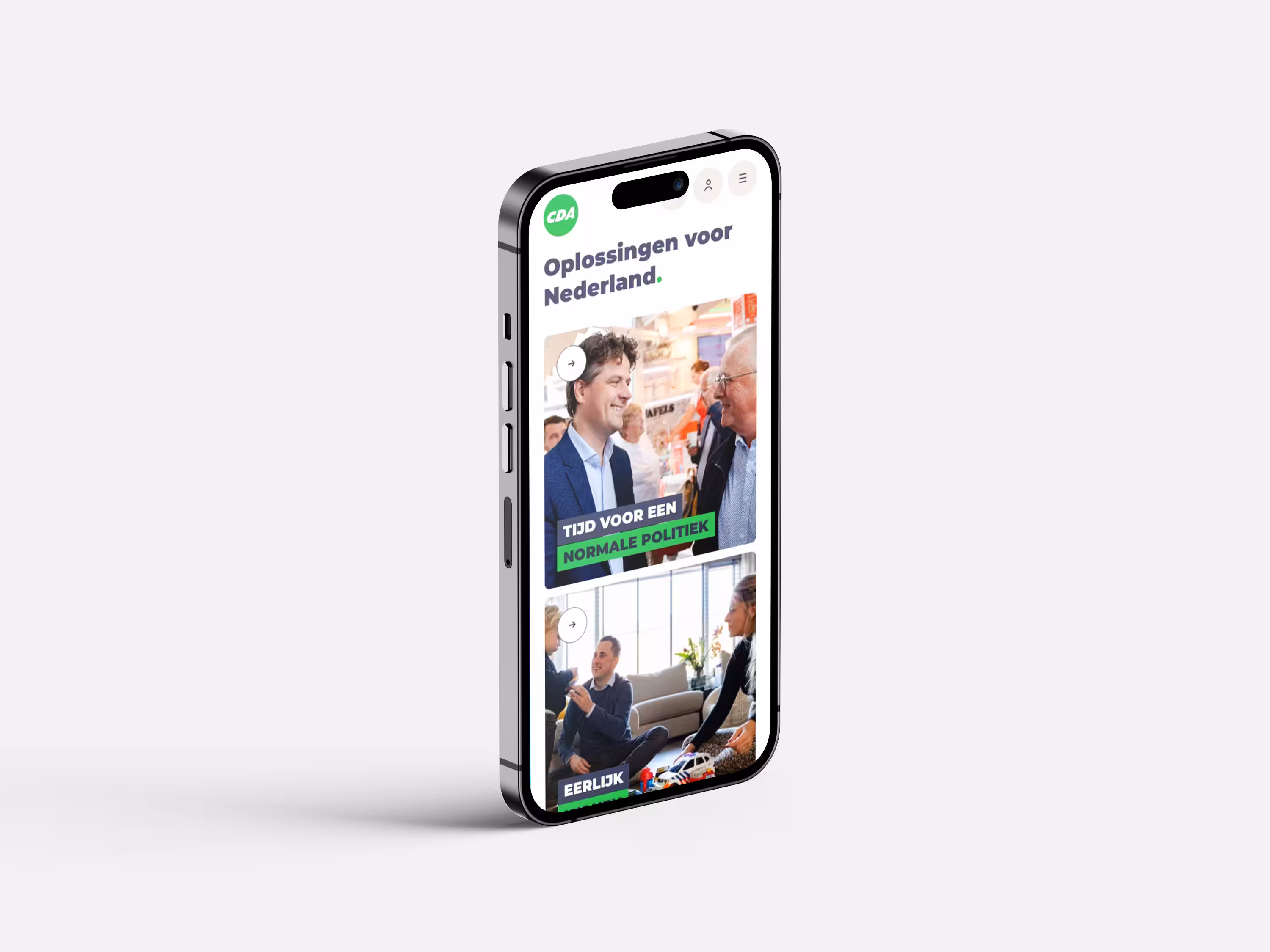 een mockup van het programma component op cda.nl