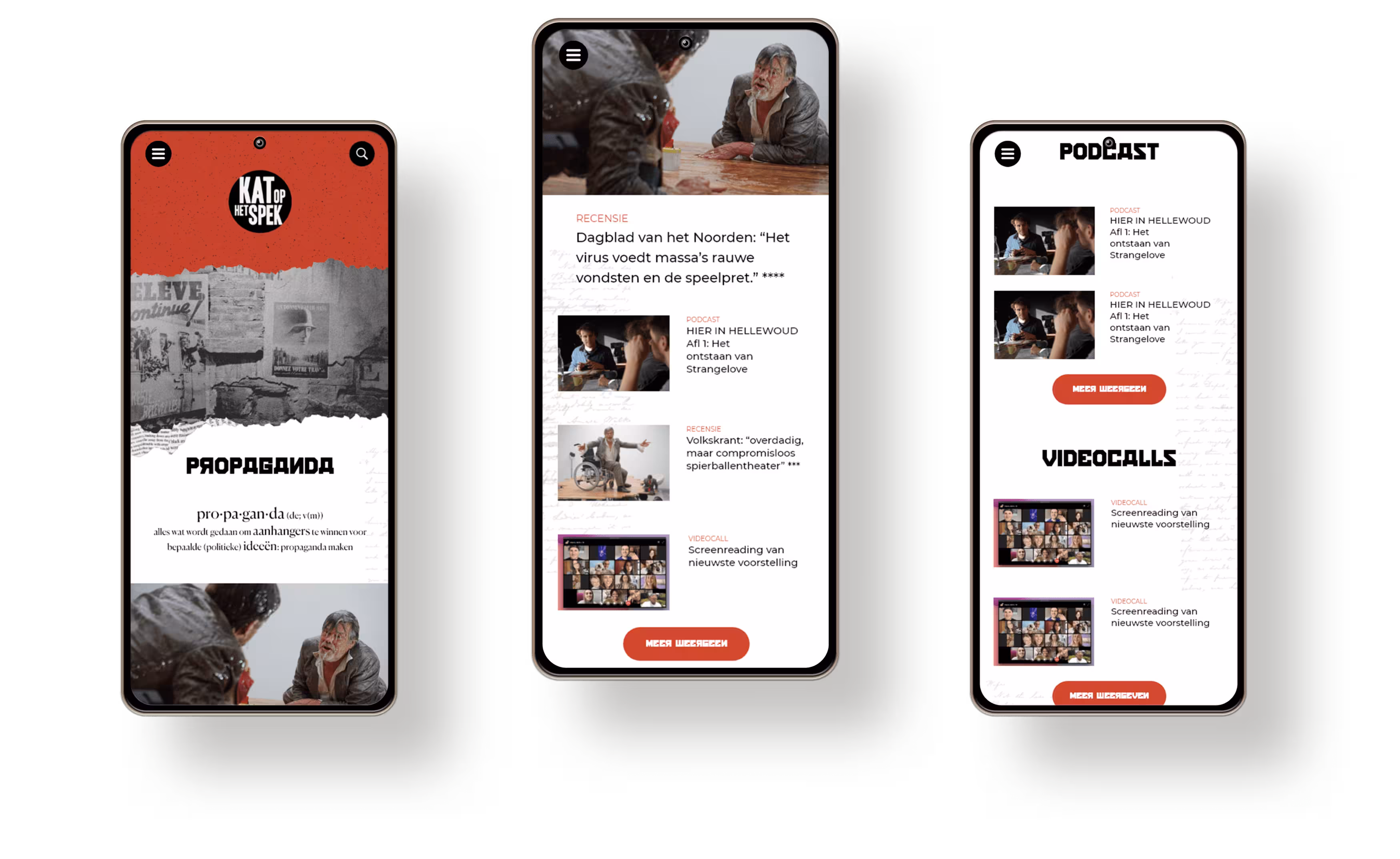 mockups voor het herontwerp van Kat op het Spek