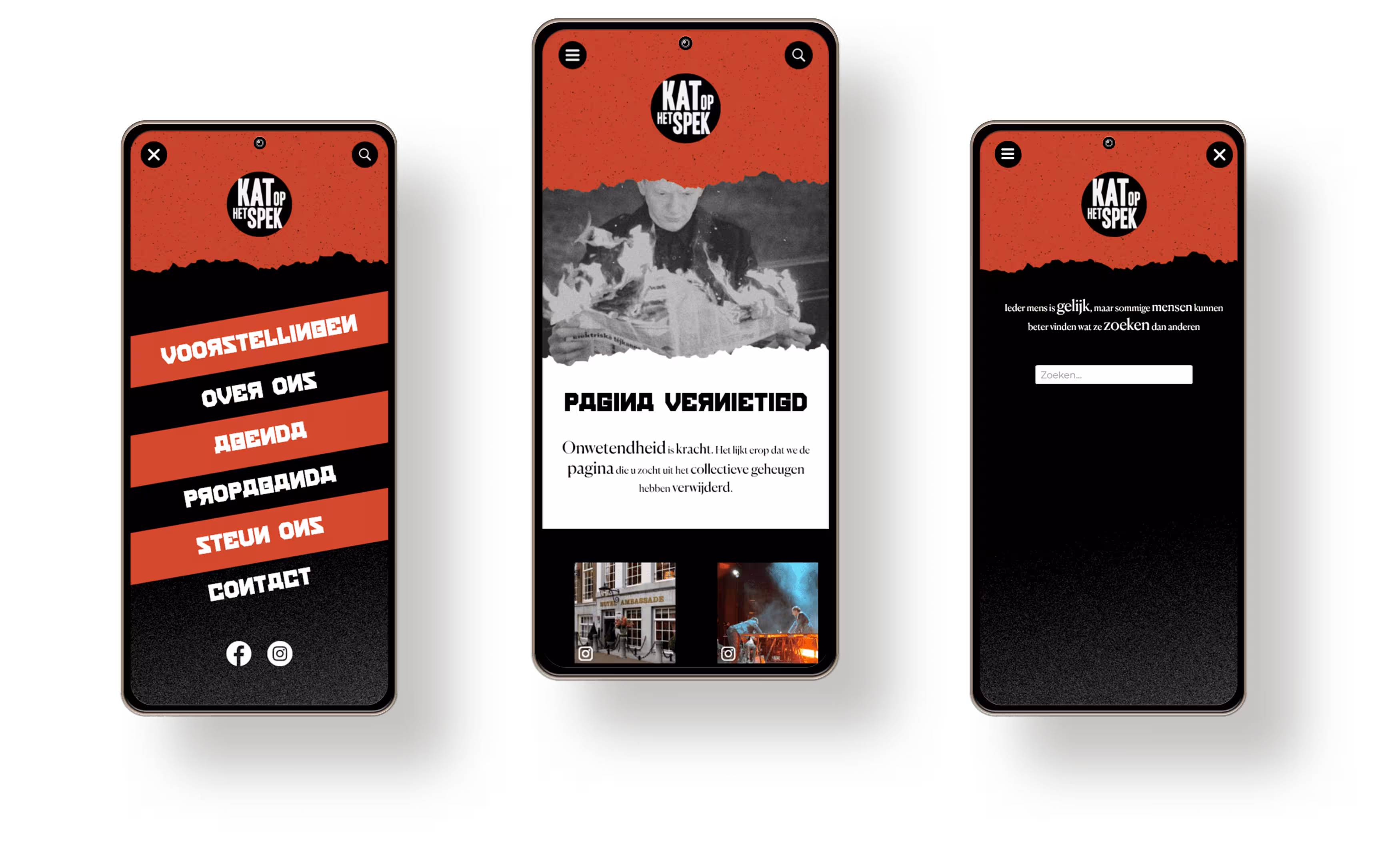 mockups voor het herontwerp van Kat op het Spek