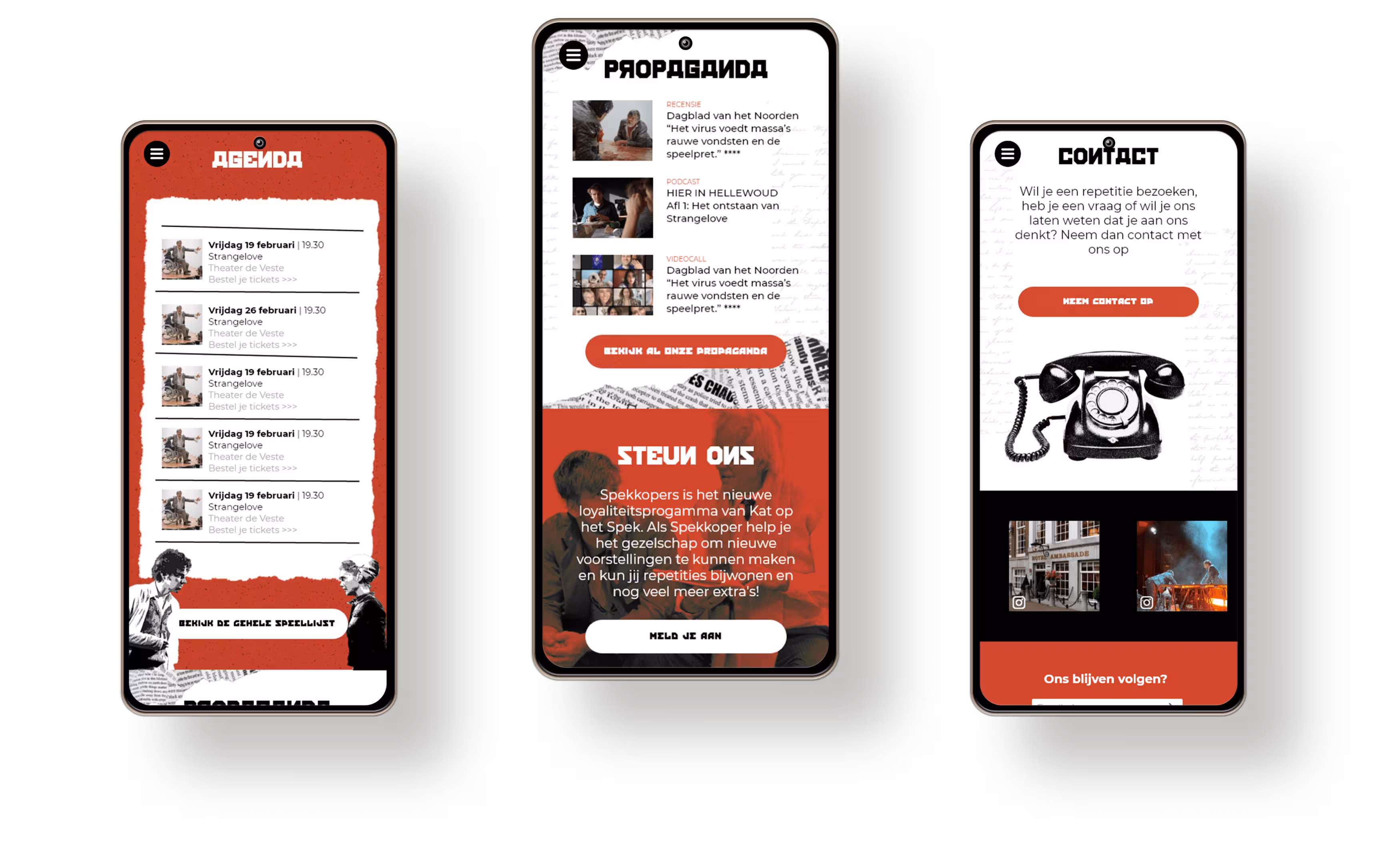 mockups voor het herontwerp van Kat op het Spek