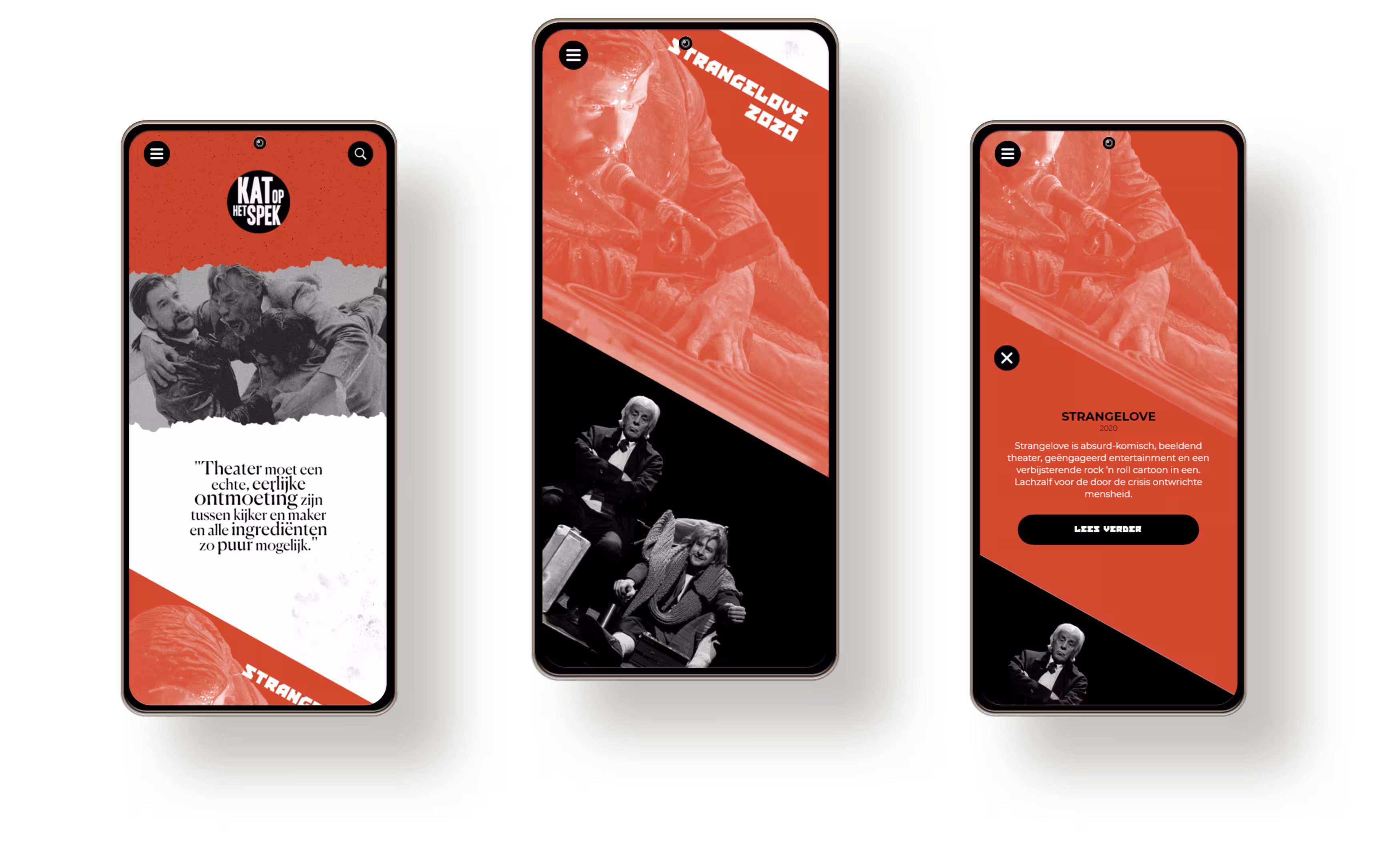 mockups voor het herontwerp van Kat op het Spek