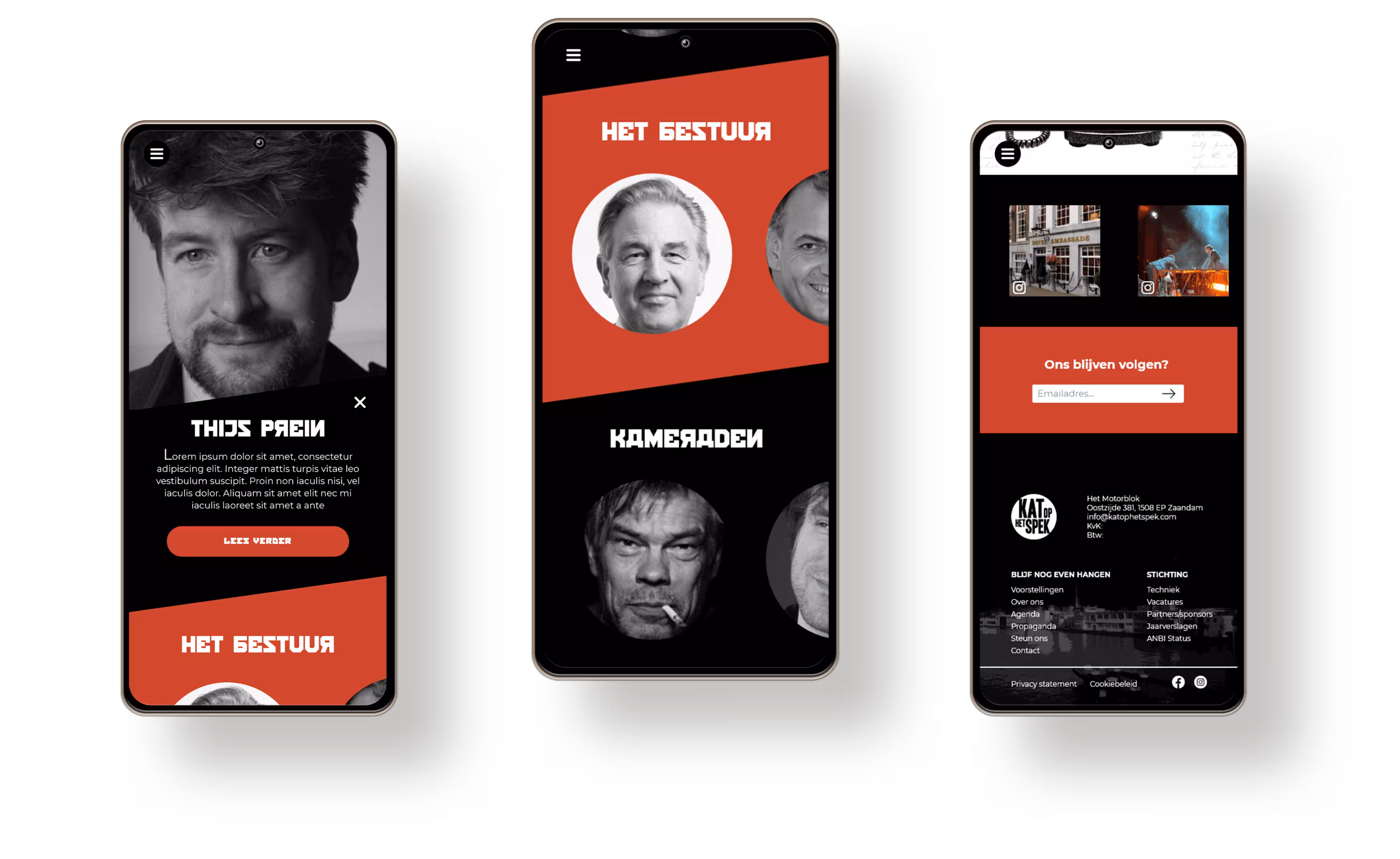 mockups voor het herontwerp van Kat op het Spek