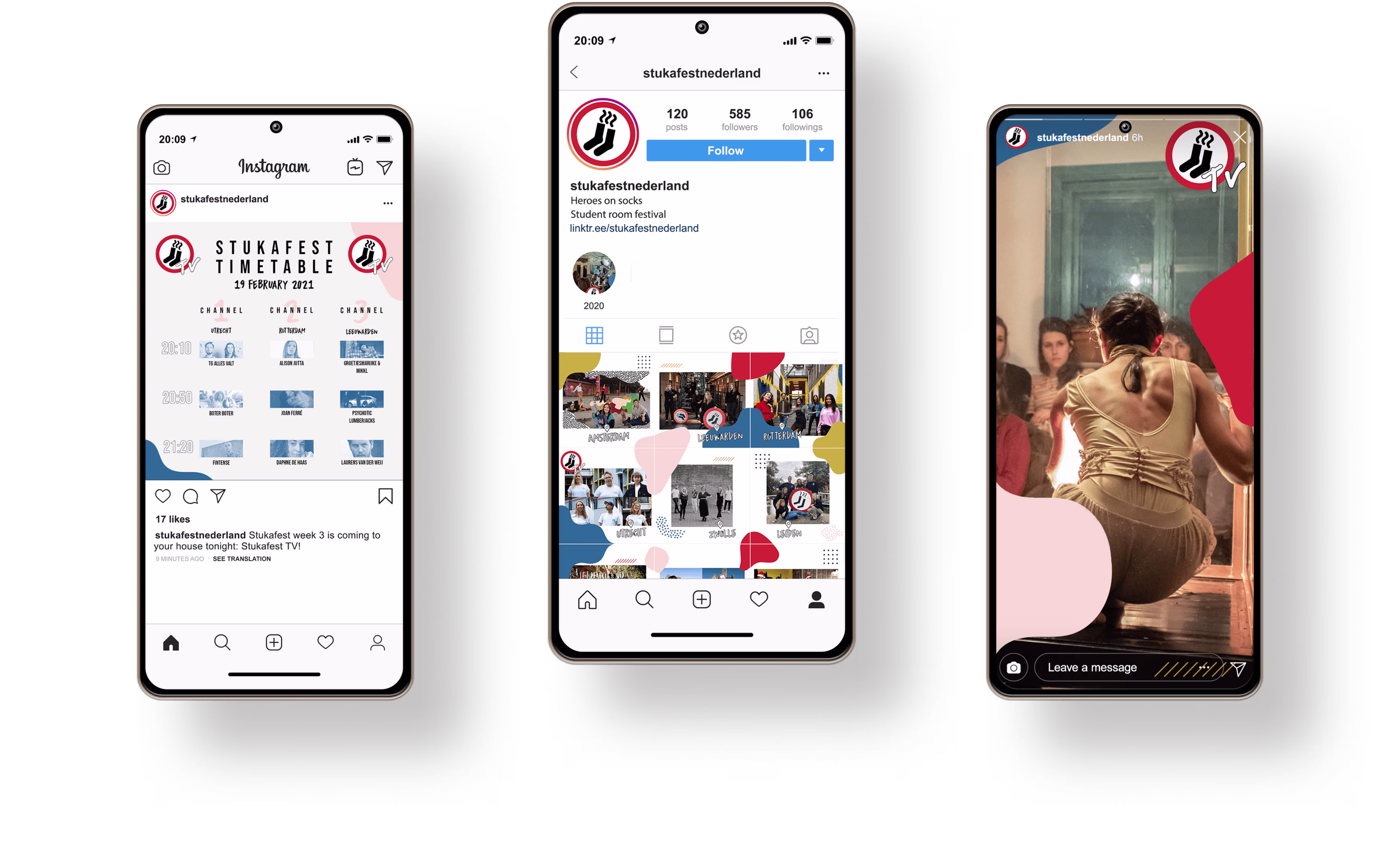 Mock ups van social uitingen voor Stukafest Nederland
